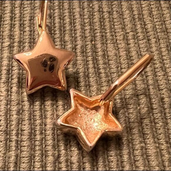 Vintage gold colored earrings Stars suns flowers 2 sizes of loops GVC - Picture 9 of 9